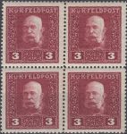Obrázek k výrobku 23057 - 1915/1917, Rakousko (Polní pošta), 23, Výplatní známka: František Josef ∗∗ 4blok