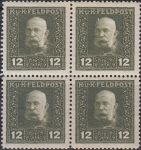 Obrázek k výrobku 23065 - 1915/1917, Rakousko (Polní pošta), 28, Výplatní známka: František Josef ∗∗ 4blok