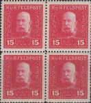 Obrázek k výrobku 23067 - 1915/1917, Rakousko (Polní pošta), 29, Výplatní známka: František Josef ∗∗ 4blok