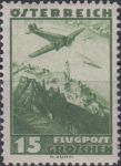 Obrázek k výrobku 24002 - 1935, Rakousko, 0599, Letecká známka: Letadlo nad krajinou ∗∗