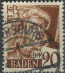 Obrázek k výrobku 29043 - 1948, Francouzská okupační zóna (Bádensko), 17, Výplatní známka: Osobnosti a obrázky z Bádenska (II): Hans Baldung ⊙