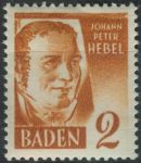 Obrázek k výrobku 29351 - 1948/1949, Francouzská okupační zóna (Bádensko), 28a, Výplatní známka: Osobnosti a obrázky z Bádenska (III): Johann Peter Hebel ∗