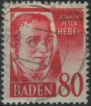Obrázek k výrobku 29365 - 1948, Francouzská okupační zóna (Bádensko), 28, Výplatní známka: Osobnosti a obrázky z Bádenska (III): Johann Peter Hebel ⊙