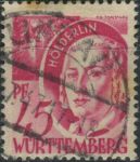 Obrázek k výrobku 29751 - 1947, Francouzská okupační zóna (Württembersko-Hohenzollernsko), 04, Výplatní známka: Osobnosti z Württemberska-Hohenzollernska (I): Friedrich Schiller ⊙