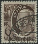 Obrázek k výrobku 29756 - 1947, Francouzská okupační zóna (Württembersko-Hohenzollernsko), 09, Výplatní známka: Osobnosti z Württemberska-Hohenzollernska (I): Friedrich Hölderlin ⊙