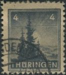 Obrázek k výrobku 32990 - 1946, Sovětská okupační zóna (Durynsko), 092AY, Výplatní známka: Strom v Durynském lese ⊙