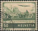 Obrázek k výrobku 36787 - 1941, Švýcarsko, 0388, Letecká známka: Letadlo nad krajinou - Wallis ⊙