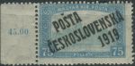 Obrázek k výrobku 40089 - 1919, ČSR I, 0112p, PČ 1919: Výplatní známka z roku 1917 (parlament) ∗∗ o P
