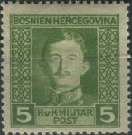 Obrázek k výrobku 40115 - 1917, Bosna a Hercegovina, 140N, Výplatní známka: Císař Karel I. ∗∗