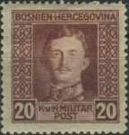 Obrázek k výrobku 40125 - 1917, Bosna a Hercegovina, 129A, Výplatní známka: Císař Karel I. ∗