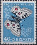 Obrázek k výrobku 40479 - 1952, Švýcarsko, 0579, \"Pro Juventute\": Hmyz - Lasiocampa quercus ∗∗