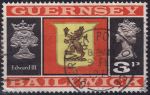 Obrázek k výrobku 46990 - 1969, Guernsey, 0012, Výplatní známka: Pohledy a znaky - Znak ostrova Alderney, král Eduard III. ✶✶