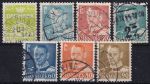 Obrázek k výrobku 48209 - 1952, Dánsko, 0332/338, Výplatní známky: Vlnky bez srdíček a král Frederik IX. ⊙