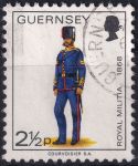 Obrázek k výrobku 48332 - 1974, Guernsey, 0096, Výplatní známka: Vojenské uniformy - Dělostřelec ⊙ 