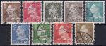 Obrázek k výrobku 48759 - 1955, Dánsko, 0358/361, Výplatní známky: Vlnky bez srdíček a král Frederik IX. ⊙