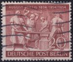 Obrázek k výrobku 49643 - 1954, Berlín, 125, 100. výročí úmrtí Augusta Borsiga (1804 - 1854), průmyslníka, výrobce lokomotiv, Německá průmyslová výstava ⊙
