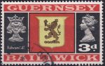 Obrázek k výrobku 51633 - 1969, Guernsey, 0012, Výplatní známka: Pohledy a znaky - Znak ostrova Alderney, král Eduard III. ✶✶
