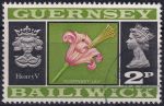Obrázek k výrobku 51653 - 1971, Guernsey, 0042, Výplatní známka: Pohledy a znaky - Guernseyská lilie, Jindřich V. ⊙