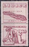 Obrázek k výrobku 53648 - 1947, ČSR II, 0455KH, 5. výročí vyhlazení Lidic: Trpící žena ✶✶ o H