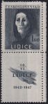 Obrázek k výrobku 53651 - 1947, ČSR II, 0453KD, 5. výročí vyhlazení Lidic: Trpící žena ✶✶ o P