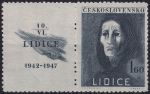 Obrázek k výrobku 53722 - 1947, ČSR II, 0453KP, 5. výročí vyhlazení Lidic: Trpící žena ✶