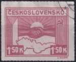 Obrázek k výrobku 53803 - 1945, ČSR II, 0353a, Výplatní známka: Košické vydání - Symbol spojenectví ČSR-SSSR ⊙ 