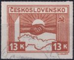 Obrázek k výrobku 53816 - 1945, ČSR II, 0357DV, Výplatní známka: Košické vydání - Symbol spojenectví ČSR-SSSR ⊙ 