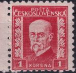 Obrázek k výrobku 54053 - 1927, ČSR I, 0208, Výplatní známka: 75. narozeniny T. G. Masaryka (pozměněná kresba) ✶ o L