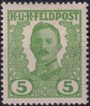 Obrázek k výrobku 54441 - 1918, Rakousko-uherská polní pošta (Všeobecné vydání), IV, Výplatní známka: Císař Karel I. ✶✶