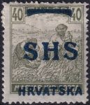 Obrázek k výrobku 54760 - 1918, Jugoslávie (vydání pro Chorvatsko), 0074, Známky Maďarska s přetiskem: Na kresbě Ženci 1916/18 (barevná číslice) ✶