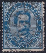 1879, Itálie, 0040A, Výplatní známka: Král Umberto I. ⊙