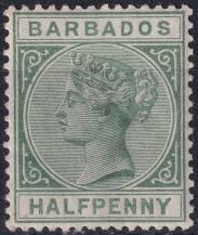 1882, Barbados, 0032, Výplatní známka: královna Viktorie ✶✶