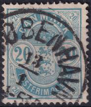 1886, Dánsko, 0036YA, Výplatní známka: Znak v oválu, větší číslice ⊙