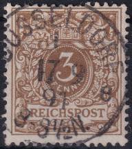 1889/1892, Německá říše, 045a, Výplatní známka: Koruna a číslice v perlovém oválu ⊙  