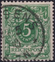 1889/1892, Německá říše, 046a, Výplatní známka: Koruna a číslice v perlovém oválu ⊙  