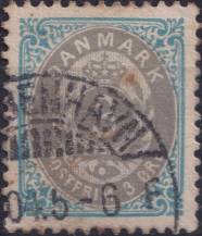 1895, Dánsko, 0022IYBb, Výplatní známka: Číslice v rámu ⊙