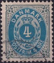 1895, Dánsko, 0023IYBb, Výplatní známka: Číslice v rámu ⊙