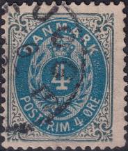 1895, Dánsko, 0023IYBbVV, Výplatní známka: Číslice v rámu ⊙