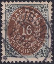 1895, Dánsko, 0027IIYBb, Výplatní známka: Číslice v rámu ⊙