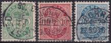 1895, Dánsko, 0034/0036YB, Výplatní známky: Znak v oválu, větší číslice ⊙