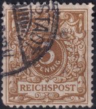 1899/1900, Německá říše, 045e, Výplatní známka: Koruna a číslice v perlovém oválu ⊙  