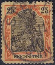1900, Německá říše, 058, Výplatní známka: Germania (I) ⊙  