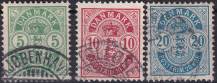 1902, Dánsko, 0034/0036ZB, Výplatní známky: Znak v oválu, větší číslice ⊙
