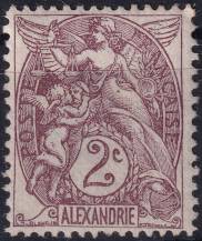 1902, Francouzská pošta v Egyptě (Alexandrie), 17, Výplatní známka: kresba a provedení podle francouzských známek ✶