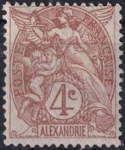 1902, Francouzská pošta v Egyptě (Alexandrie), 19, Výplatní známka: kresba a provedení podle francouzských známek ✶
