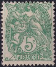 1902, Francouzská pošta v Egyptě (Alexandrie), 20, Výplatní známka: kresba a provedení podle francouzských známek ✶