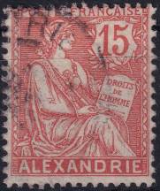 1903, Francouzská pošta v Egyptě (Alexandrie), 22, Výplatní známka: kresba a provedení podle francouzských známek ⊙