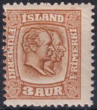 1907, Island, 0049, Výplatní známka: Král Kristián IX. a Frederik VIII. ✶✶