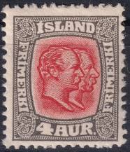 1907, Island, 0050, Výplatní známka: Král Kristián IX. a Frederik VIII. ✶