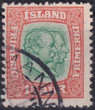 1907, Island, 0054, Výplatní známka: Král Kristián IX. a Frederik VIII. ⊙